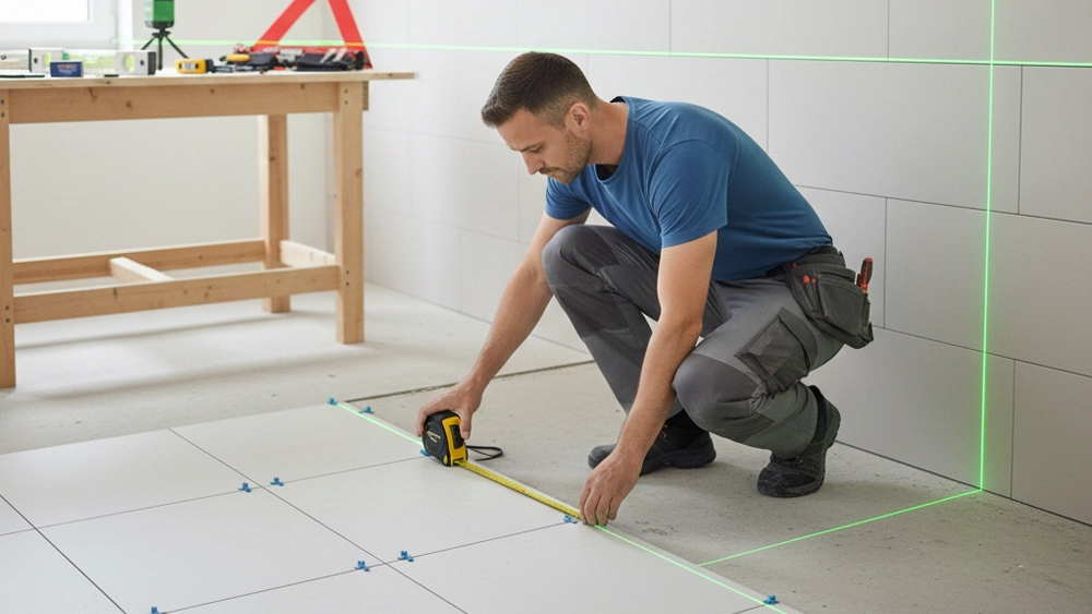 آموزش خط تراز کاشی کاری